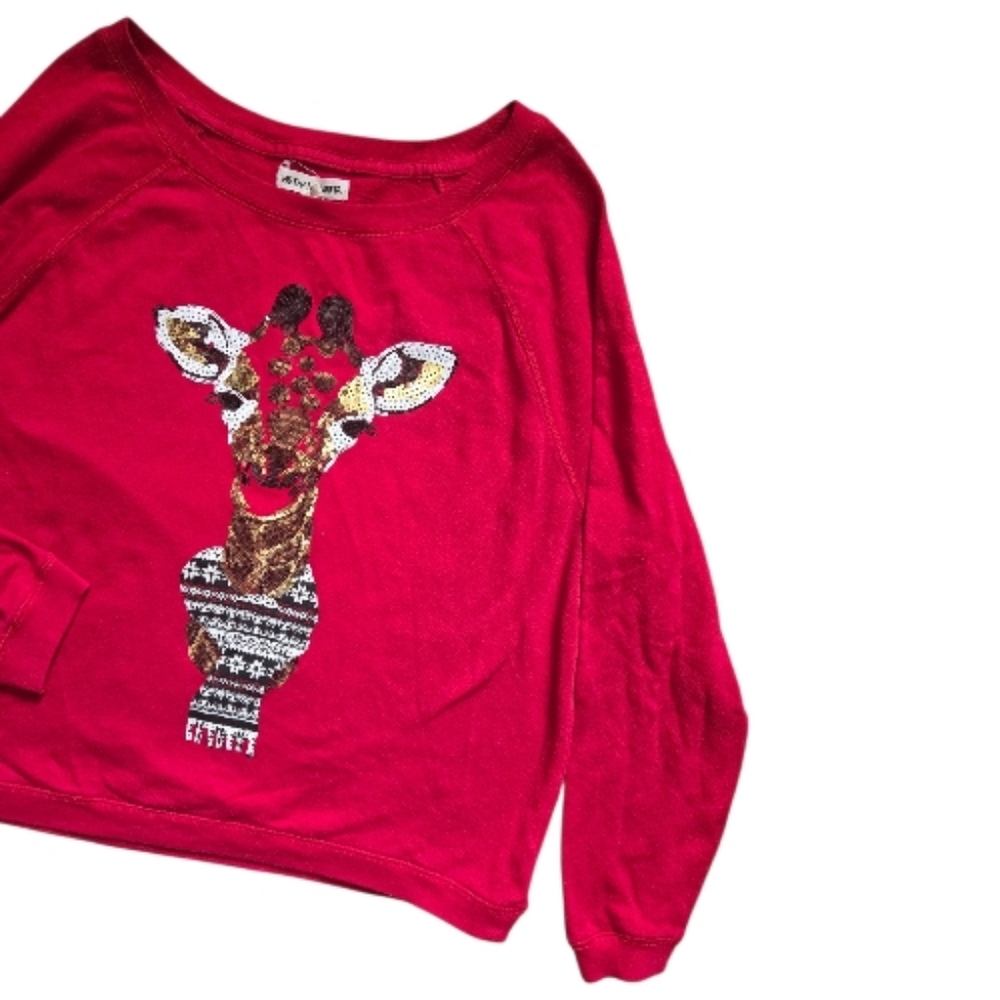 Bethany Mota Red Sequin Giraffe Sweatshirt - M